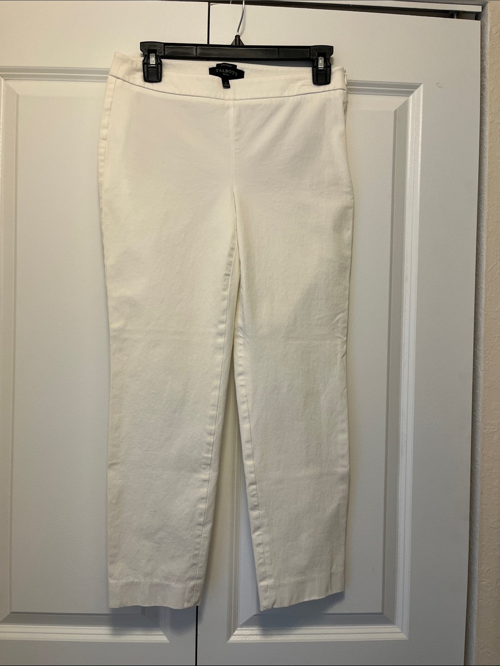 Talbots Cream Straight-Leg Cropped Pants